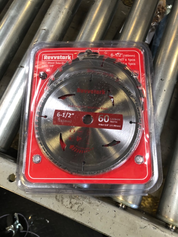 Photo 1 of Revvstark Circular Saw Blade 6-1/2" 24T&60T, Carbide Tipped Teeth, TCT Saw Blades for Cutting Various Wood, Plastic and Composite Materials, 5/8" Arbor, Fit Dewalt Craftsman Ryobi Milwaukee