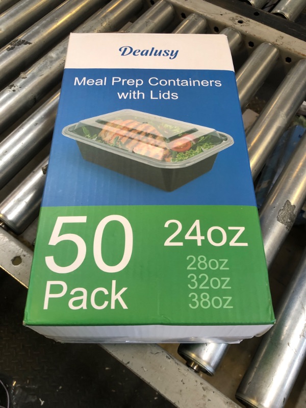 Photo 1 of Dealusy 50 Pack (100-Piece) 24 oz Meal Prep Containers Reusable with Lids, Sturdy Leakproof & Food Safe, Microwave, Freezer, Dishwasher Safe Prep Containers, To Go Take Out Plastic Food Storage