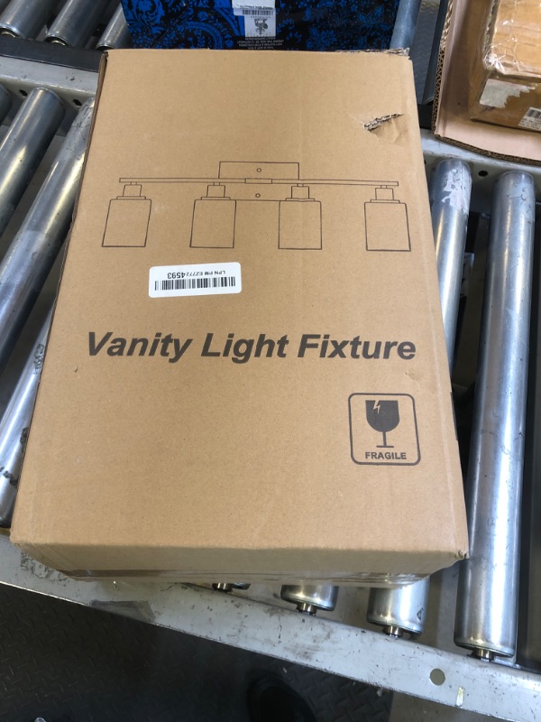 Photo 1 of MOKATNG 4-Light Bathroom Light Fixtures, Vanity Light with Milky White Shades, Matte Black Bathroom Light Fixtures Over Mirror, Modern Bathroom Wall Lamp for Mirror Living Room Cabinet Bedroom