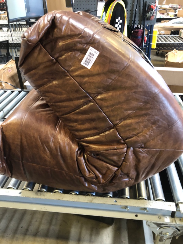 Photo 1 of Hobestluk Giant Bean Bag Chair Lazy Floor Sofa, Memory Foam Fireside Sofa for Adults, Big Beanbag Faux Leather Armless Chair for Living Room Bedroom Dorm Office (Brown, Single)