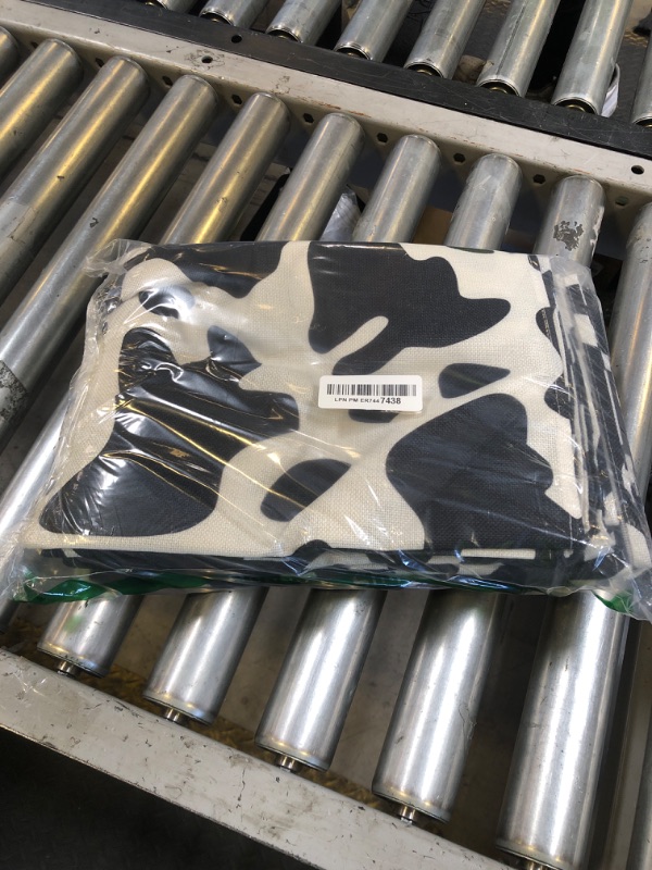 Photo 1 of 10 Pcs Linen Cow Print Table Runner Black and White Farm Cow Print Tablecloth Western Barnyard Cowboy Themed Table Cloths for Birthday Party Decorations Home Kitchen Table Supplies ( 13 x 72 in)