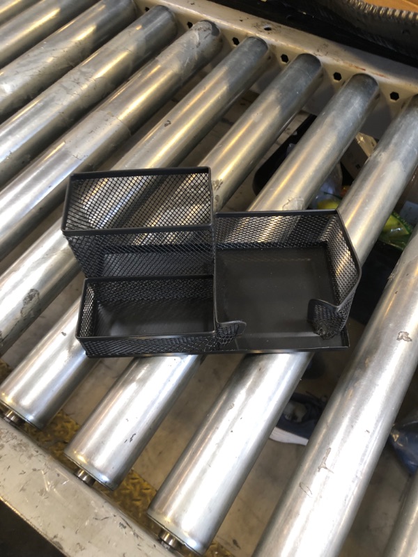 Photo 1 of Ludato Desk Organizers Mesh Pencil Holder?3 Compartments Black Mesh Pen Holder Storage for Office Desk Accessories