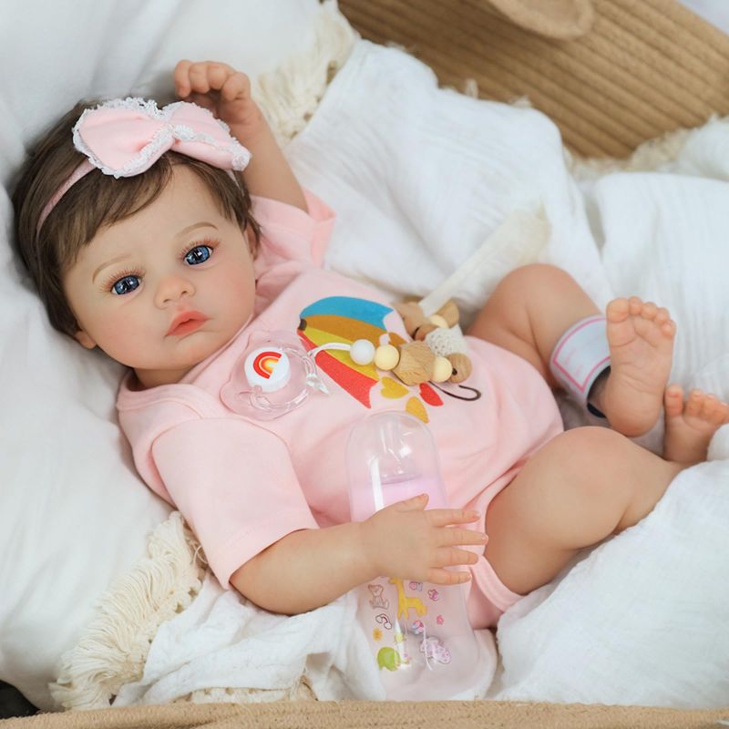 Photo 1 of SCOM Lifelike Reborn Baby Dolls - Meadow 18 Inch Realistic Baby Dolls Newborn Girl Cloth Body Vinyl Limbs Gift or Toys Collection for Kids Age 3+