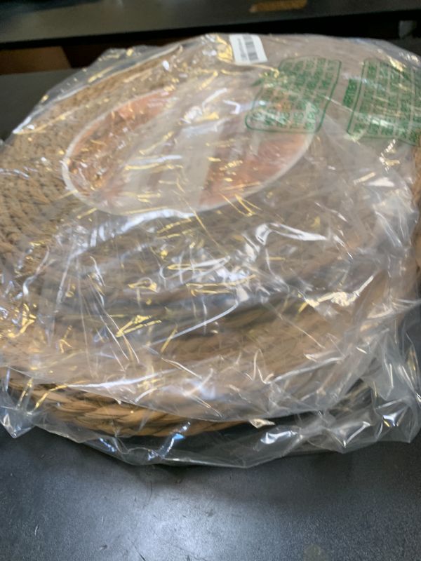 Photo 1 of 13 in Round Woven Placemats Plate Chargers Set of 10, Boho Farmhouse Rustic Woven Place Mats for Dining Table Decor, Rattan Wicker Table Mats Jute Braided Chargers for Dinner Plates