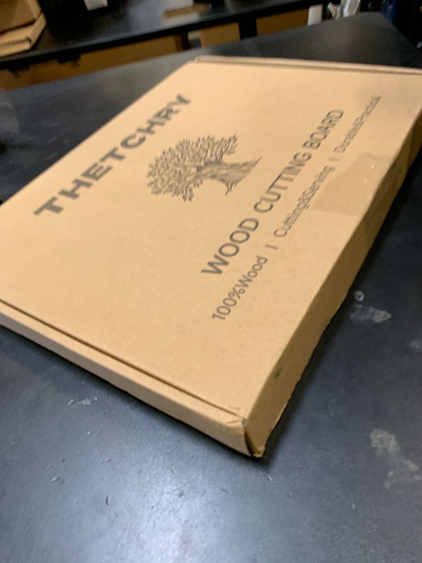 Photo 1 of THETCHRY End Grain Cutting Boards for Kitchen, Wooden Cutting board, Acacia Wood Chopping Board with Juice Groove & Handle, Butcher Block for Meat, Bread & Fruit, 14"L x 11"W x 0.8"Th