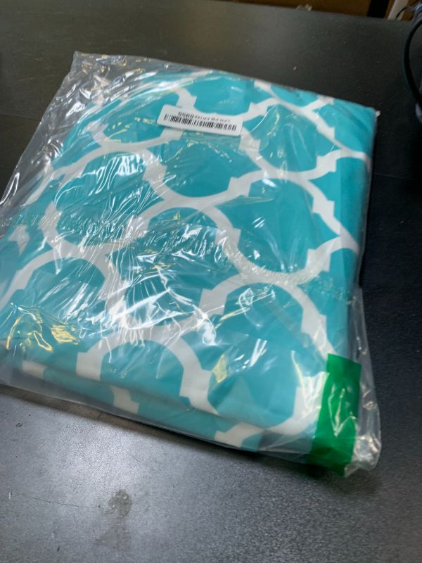 Photo 1 of Smiry 2 Pack Rectangle Table Cloth 4 Foot, Waterproof Elastic Fitted Tablecloths, Windproof Washable Polyester Table Cover for Picnic, Camping, Outdoor (Aqua, 30"x48")