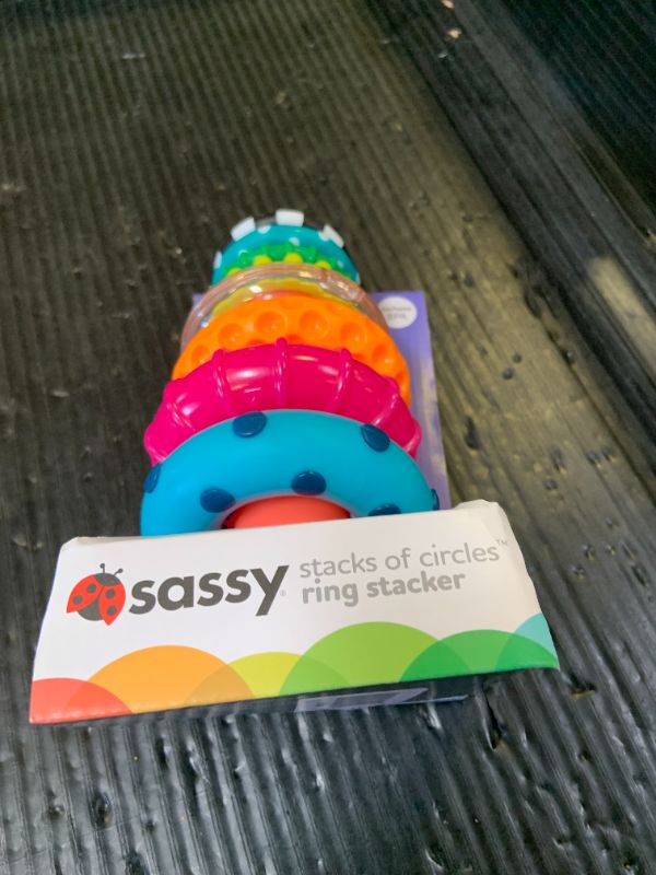 Photo 1 of Sassy Stacks of Circles Stacking Ring STEM Learning Toy, Age 6+ Months, Multi, 9 Piece Set