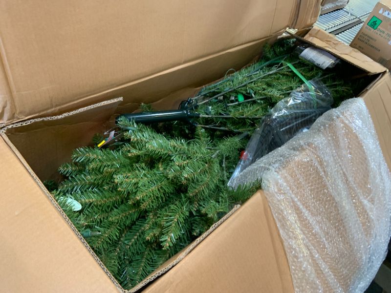 Photo 1 of National Tree Co. Dunhill Fir Hinged 7 1/2 Foot Pre-Lit Fir Christmas Tree