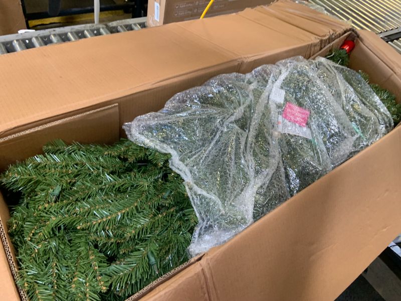 Photo 1 of National Tree Co. Dunhill Fir Hinged 7 1/2 Foot Pre-Lit Fir Christmas Tree