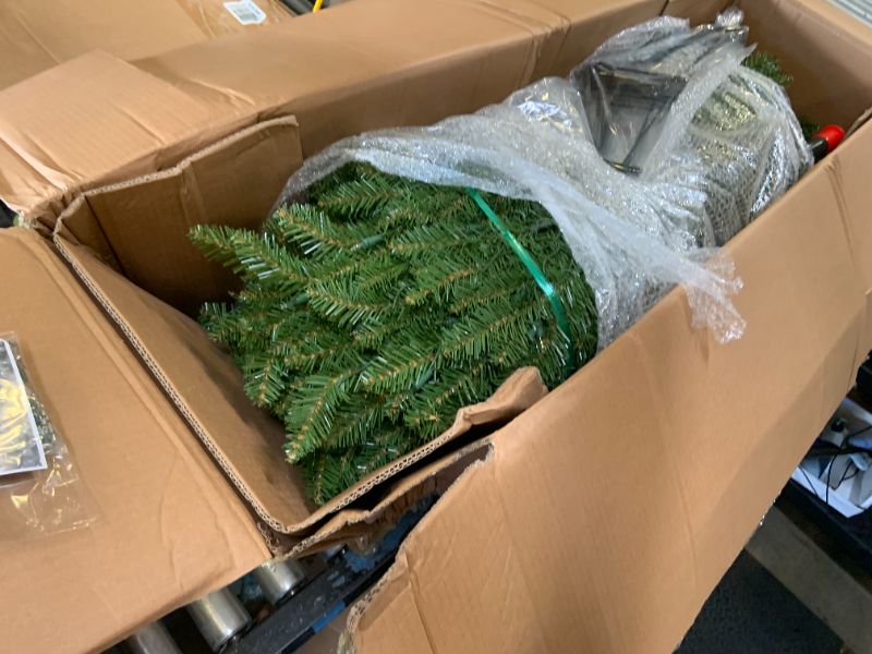 Photo 1 of National Tree Co. Dunhill Fir Hinged 7 1/2 Foot Pre-Lit Fir Christmas Tree