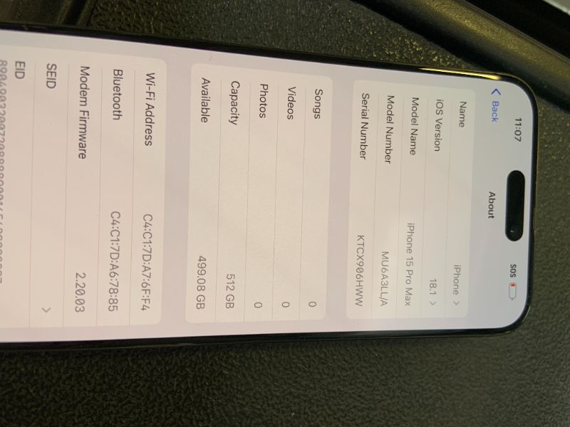 Photo 1 of Apple iPhone 15 Pro Max, 512GB, Black Titanium - Unlocked (Renewed)