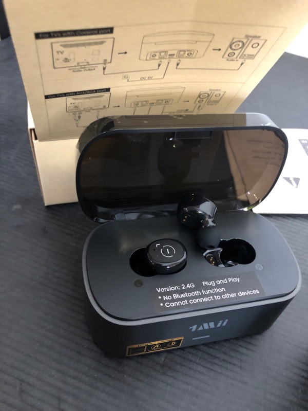 Photo 1 of 1Mii Wireless Earbuds for TV Watching, TV Headphones Wireless for Seniors & Hard of Hearing with Transmitter Charging Dock, Plug n Play, Optical, 3.5mm AUX, RCA, Soundbar Passthrough