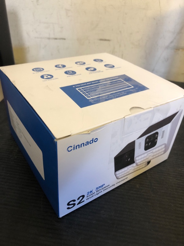 Photo 1 of Cinnado Outdoor Camera Wireless-2.4G 2K Solar Wall Light Cameras for Home Security with AI Motion Detection, Waterproof,Motion Activated Light, Siren Cloud/SD Storage, Compatible with Alexa,S2