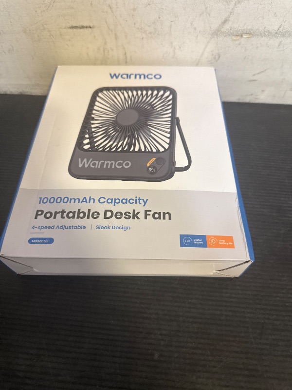Photo 1 of Warmco 10000mAh Portable Travel Fan 7-inch, [10-24H Runtime] Ultra-thin Digital Display Mini Desk Battery Operated Fan for Bedroom, Camping, Cruise Essentials 2025