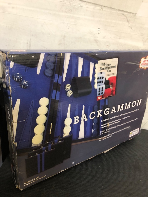 Photo 1 of Get The Games Out Top Backgammon Set - Classic Board Game Case - Best Strategy & Tip Guide - Available in Small, Medium and Large Sizes (Blue, Large)