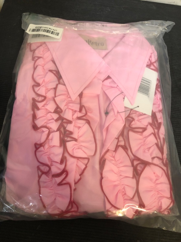 Photo 1 of Zen Retro Mens Ruffle Ruche Frill Tuxedo Shirt Pink 2XL