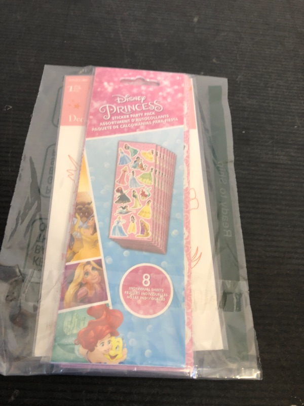 Photo 1 of Disney Princess Stickers Party Favor Pack ~ 240+ Princess Stickers, 16 Party Favor Sheets