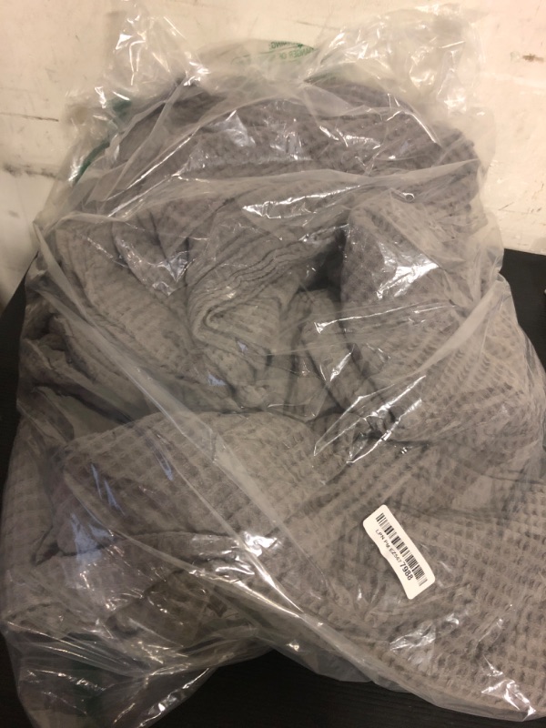 Photo 1 of 100% Cotton King Size Bed Blanket - Grey Waffle Weave Lightweight Summer Layering Blanket - 102x90in Prewashed Breathable, Woven