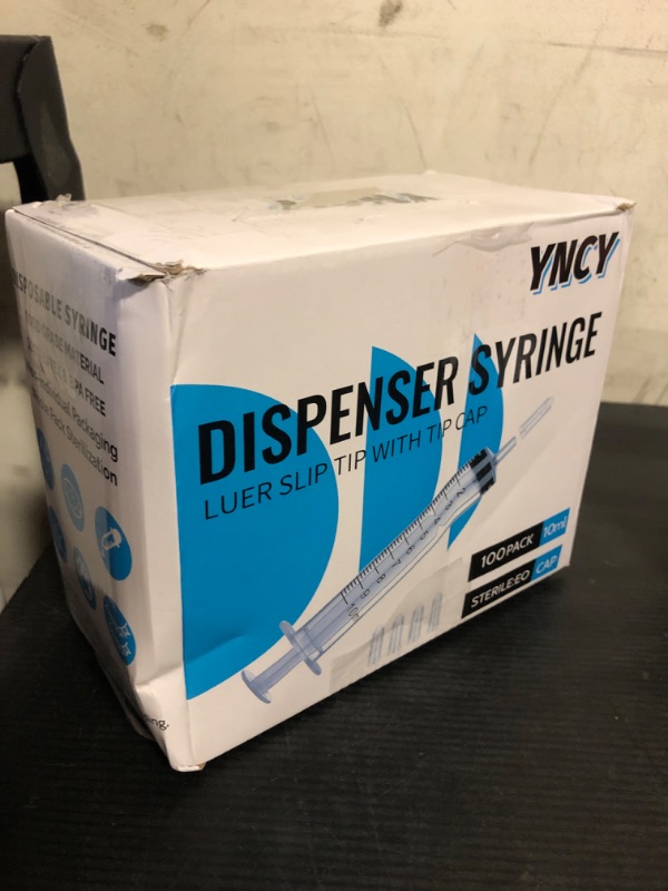 Photo 1 of 100 Pack 10ml Syringes with Cap, Luer Slip Tip, 10cc syringe Whole Pack Bulk Sterile Sealed, No Needle