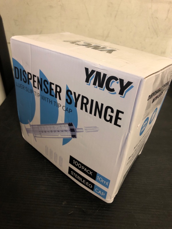 Photo 1 of 100 Pack 10ml Syringes with Cap, Luer Slip Tip, 10cc syringe Whole Pack Bulk Sterile Sealed, No Needle