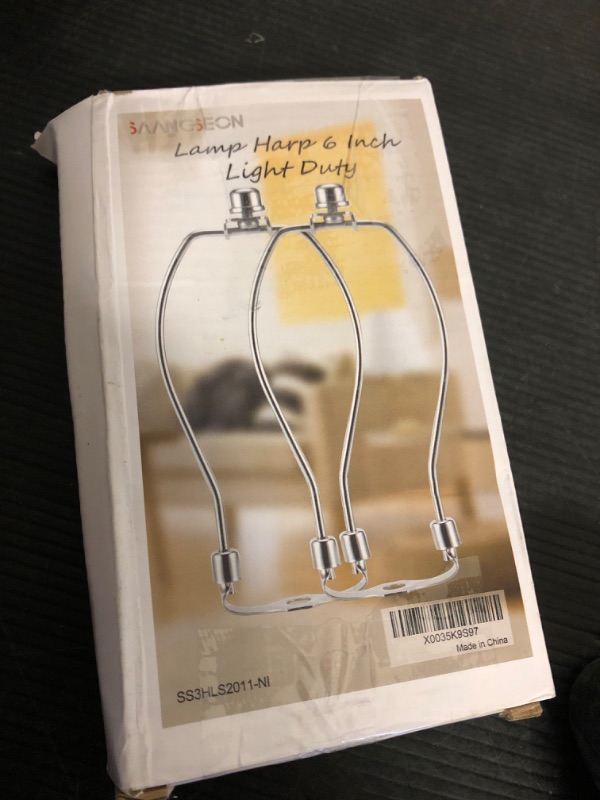 Photo 1 of Saangseon Short Lamp Harp, 6 Inch Nickel Small Lampshade Holder Kit Replacement with Finial and Detachable Saddle Base, Light Duty, Pack 2 Harps for Lamps DIY Lighting Accessories Lampshade Bracket