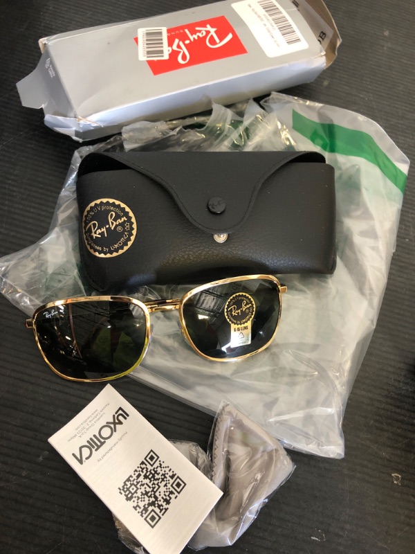 Photo 1 of Ray-Ban RB3705 Square Sunglasses, Gold/Green, 60 mm