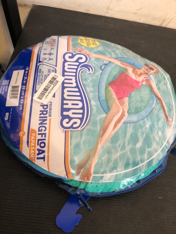 Photo 1 of SwimWays Spring Float Premium Papasan Pool Lounger, Inflatable Pool Floats Adult with Fast Inflation for Ages 15 & Up, Sky Blue