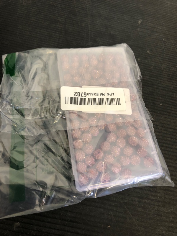 Photo 1 of 100pcs 10mm Rhinestone Clay Beads for Crafting - Ice Collection Baseball Bling Style, Round Shamballa Disco Ball Design, Fancy Sparkle for DIY Necklace Jewelry Making Christmas Decorations (Lavender)