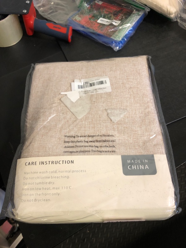 Photo 1 of 100% Blackout Shield Linen Blackout Curtains for Bedroom 108 Inches Long, Back Tab/Rod Pocket Living Room Drapes, Thermal Insulated Blackout Curtains 2 Panels Set, 50" W x 108" L, Beach Sand