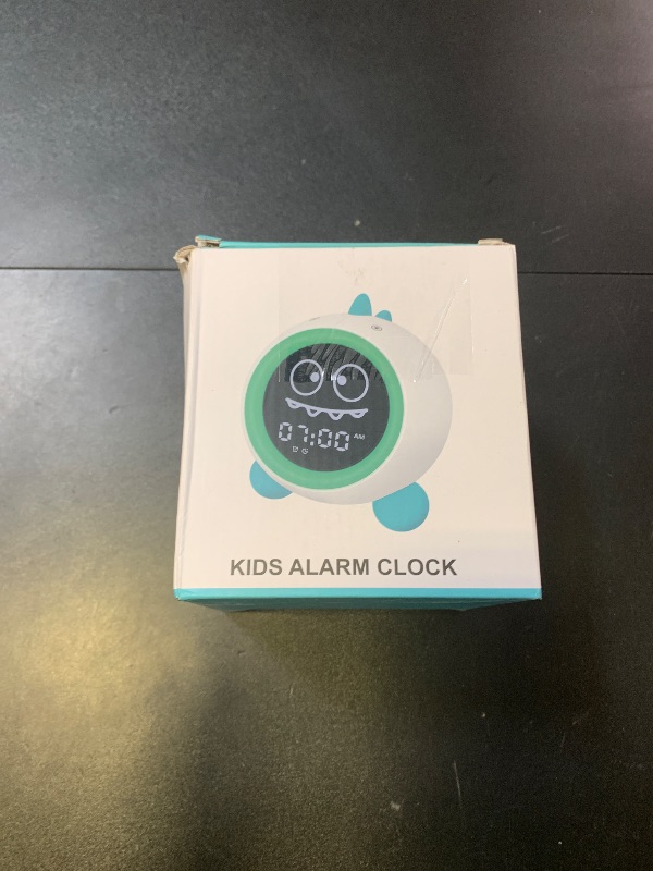 Photo 1 of Kids Alarm Clock, Toddler Sleep Training Clock with Night Lights, Sound Machine, Time to Wake Dinosaur Alarm Clock for Children, Gift Ideas for Kids Toddler Boy Girl (Green)
