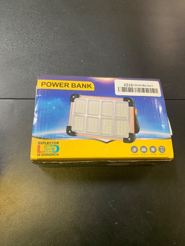 Photo 1 of 120W Solar Rechargeable Work Light, 144 LED 10000LM Portable Flood Light with Stand, IP66 Waterproof 4 Modes LED Job Site Lighting Flashlights for Mechanic Camping Fishing Car Repair