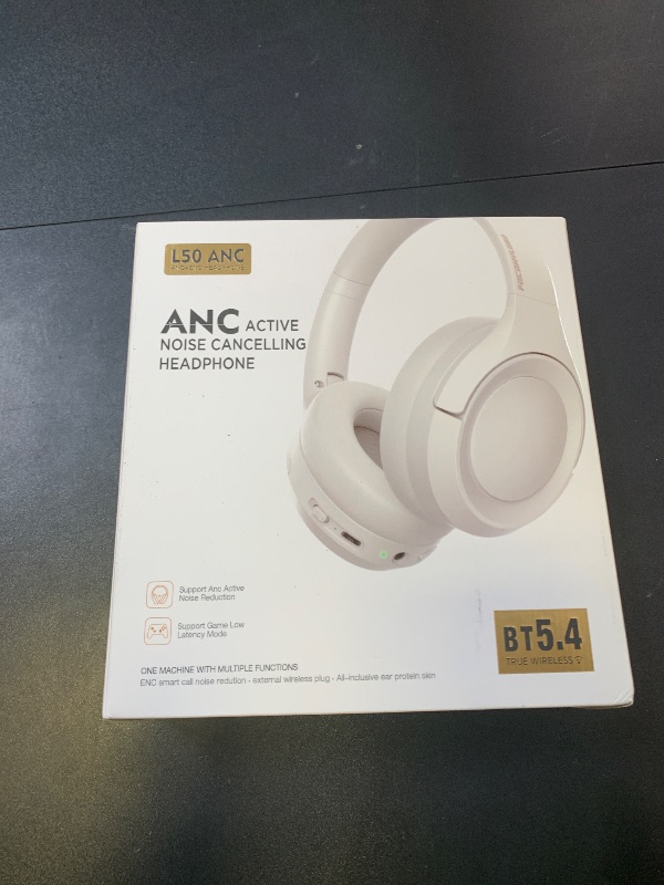 Photo 1 of Active Noise Cancelling Headphones with Transparency Mode, 80H Playtime Wireless Over Ear Bluetooth Headphones with ENC Microphone, Deep Bass, Memory Foam Ear Cups, for Travel, Home Office, White
