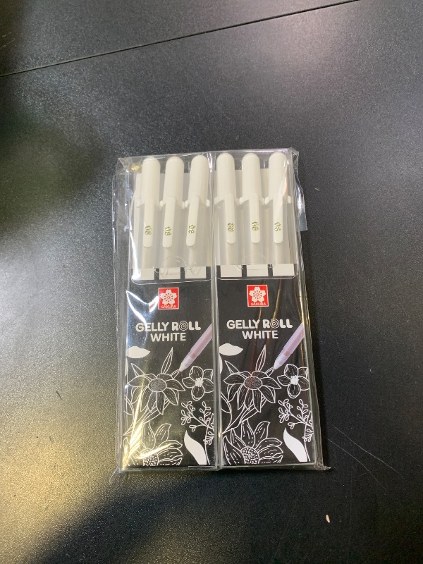 Photo 1 of SAKURA Gelly Roll Gel Pens - Medium Tip Ink Pens for Journaling, Art, or Drawing - Classic White Ink - All are Tip Size Medium 08-6 Pack