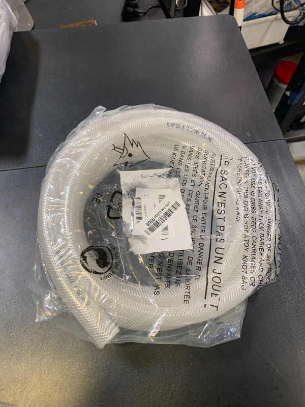 Photo 1 of DAVCO 5/8" ID × 10 ft Heavy Duty Braided Clear Plastic Vinyl Tubing, Flexible High Pressure Reinforced PVC Vinyl Tube Hose, Non-toxic, BPA Free
