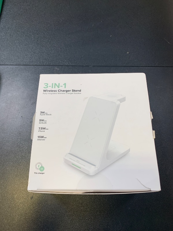 Photo 1 of Wireless Charging Station, 3 in 1 Fast Wireless Charger Stand for Multiple Devices Apple Watch Ultra Series 10 9 8 7 6 SE 5 4 3 2, iPhone 16 15 14 13 12 11 Pro Max/Plus/Mini/X/XS/Max/XR/SE, Airpods