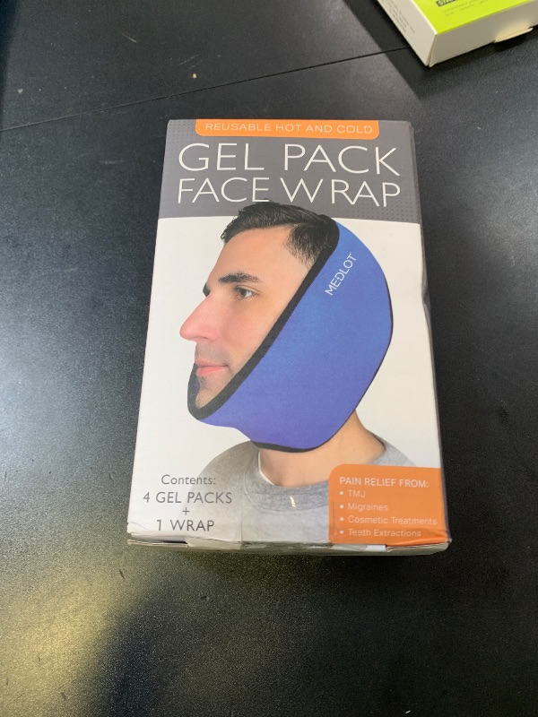 Photo 1 of LotFancy Face Ice Pack Wrap for TMJ, Wisdom Teeth, with 4 Reusable Hot Cold Therapy Gel Packs, Pain Relief for Head, Oral and Facial Surgery, Dental Implants, Blue