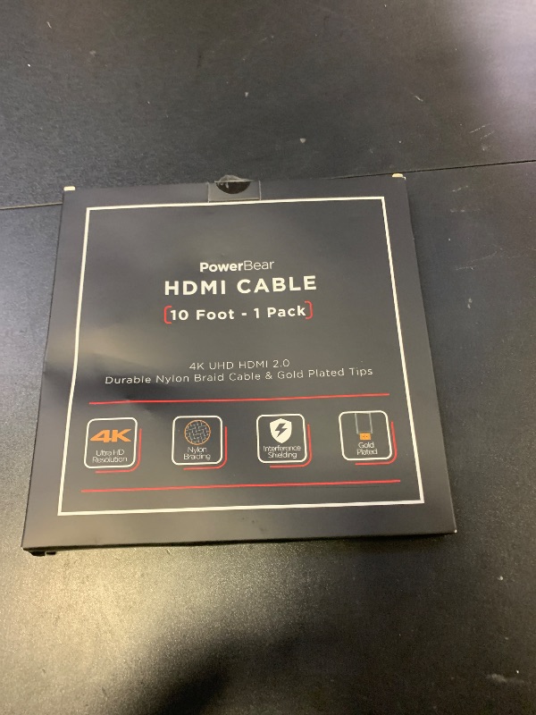 Photo 1 of PowerBear 4K HDMI Cable 10 ft | High Speed Hdmi Cables, Braided Nylon & Gold Connectors, 4K @ 60Hz, Ultra HD, 2K, 1080P, ARC & CL3 Rated | for Laptop, Monitor, PS5, PS4, Xbox One, Fire TV, & More