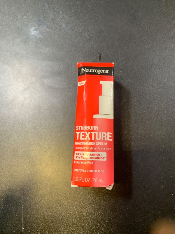 Photo 1 of Neutrogena Stubborn Texture Resurfacing Serum With 10% Niacinamide & 4% Neoglucosamine designed for Acne-Prone, Improves Uneven Skin Tone & Refines Texture, Fragrance-Free, 1 fl. oz