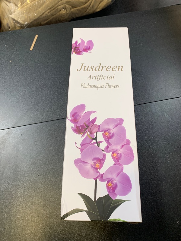 Photo 1 of Jusdreen 1 Pcs Glass Vase Artificial Orchid Flower Bonsai Vivid Phalaenopsis Flowers Potting for Home Office Décor,Table Centerpiece Room Decorations 14.5 INCH (Glass Vase/White Orchid)
