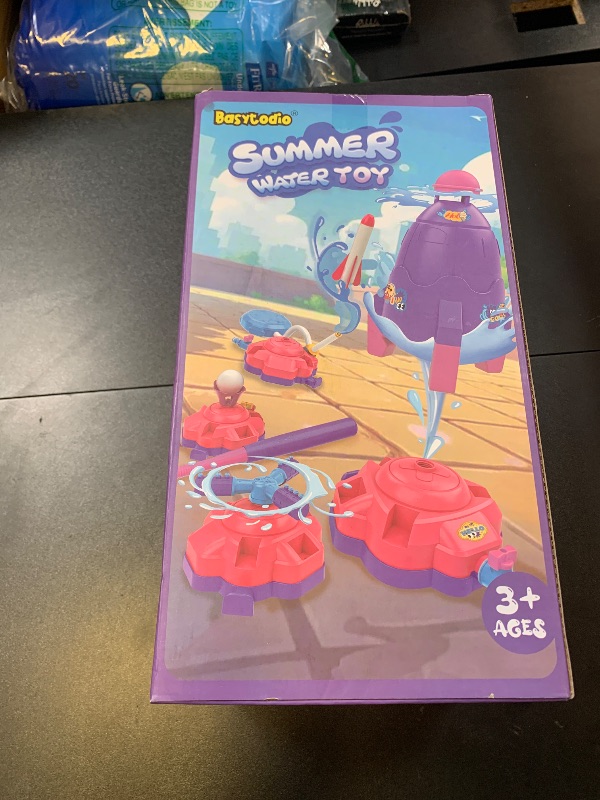 Photo 1 of 4-in-1 Sprinkler Toys for Kids Water Outdoor Baseball Rocket Launcher Rotating Water Spray Sprinklers Toys Toddler 4-8 8-12 Year Old Summer Backyard Garden Lawn Pool Outside Water Play Game Ages 3-5