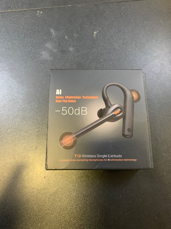 Photo 1 of ANBES Single Ear Bluetooth Headset with Dual Mic, 50dB AI ENC Call Background Noise Cancelling Wireless Earpiece for Trucker Driver, Business Office, Home Work