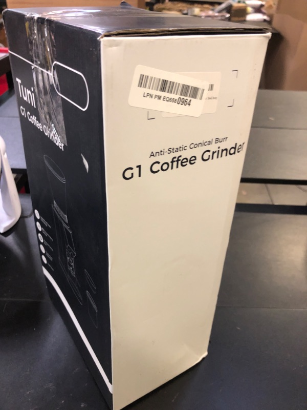 Photo 1 of Tuni G1 Conical Burr Coffee Grinder, 48 Grind Settings Anti-static Burr Mill, Precision Electronic Timer and LED Touchscreen for Espresso/Drip/Cold Brew/French Press, Stainless Steel, Ivory