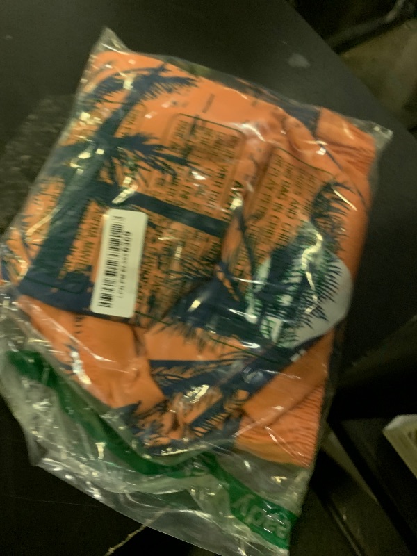 Photo 1 of SILKWORLD Mens Swimsuit Trunks 7" Quick-Dry Swim Shorts with Compression Liner and Zipper Pockets, Orange Coconut Tree, X-Large