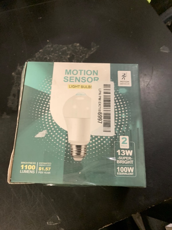 Photo 1 of OHLUX Motion Sensor Light Bulbs Outdoor, 13W(100W Equivalent) Movement Activated Dusk to Dawn Security LED Bulb, A19 E26 5000K Daylight White for Indoor and Outdoor Lighting Porch, Stairs 2 Pack