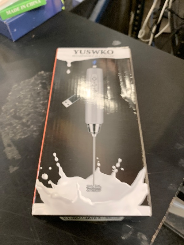 Photo 1 of YUSWKO Rechargeable Milk Frother Handheld with 3 Heads, Silver Coffee Electric Whisk Drink Foam Mixer, Mini Hand Stirrer with 3 Speeds Adjustable for Latte, Cappuccino, Hot Chocolate, Egg