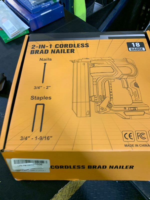 Photo 1 of Cordless 2" Brad Nailer for Dewalt 20V Battery (No Battery), 2-in-1 Electric Nail Gun/Staple Gun, 18 Gauge Nail Gun Battery Powered with 1000 Nails for Wood Carpentry, Adjustable Depth, 2 Modes