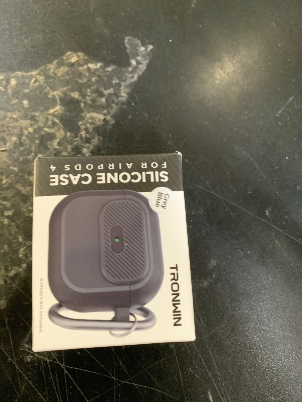 Photo 1 of TRONWIN AirPods 4 Case,?with Lock? 2024 Silicone Case for Apple AirPods 4 Generation with Active Noise Cancellation, Secure Lock Cover for AirPod 4 Gen for Women/Men (Grey Blue)