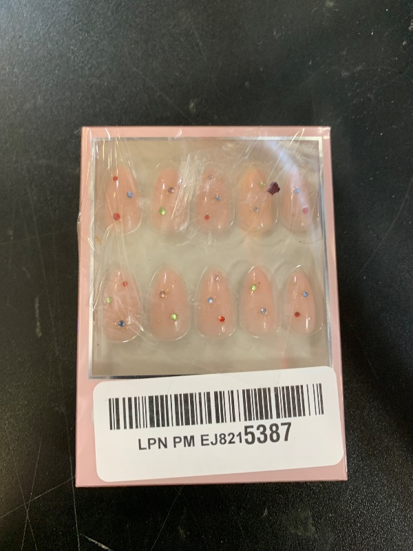 Photo 1 of Glamnetic Press On Nails - North Star | Semi-Transparent 3D Multicolor Gems Short Almond Fake Nails, Reusable | 15 Sizes - 30 Nail Kit