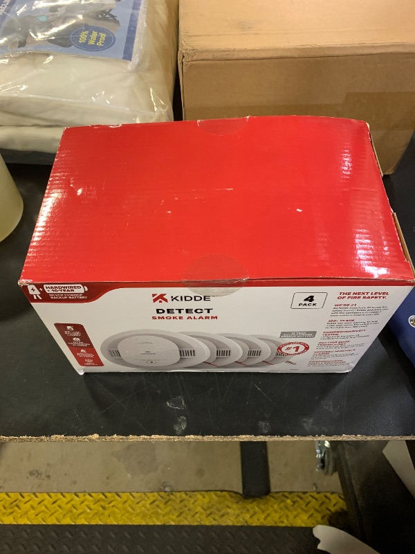 Photo 1 of Kidde Hardwired Smoke Detector, 10-Year Battery Backup, Interconnectable, LED Warning Light Indicators, 4 Pack