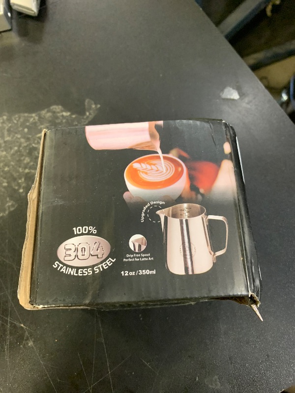 Photo 1 of Milk Frothing Pitcher 12oz, Espresso Steaming Pitchers 350ml, Frother cup, Coffee Cappuccino Latte Art,304 Stainless Steel Jug with Decorating Art Pen